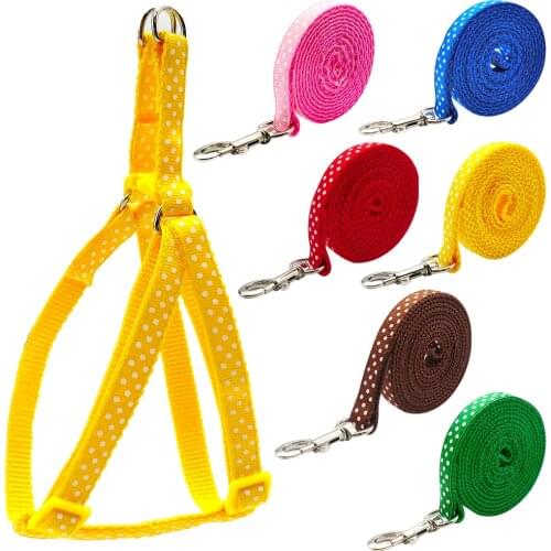 24 pcs/lot Dog Cat Collar Leash Pet Collar Lead for Puppy Small Pet Outdoor Walking Dots printing Chihuahua Terier Schnauzer