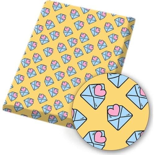 Polyester Cotton Fabric Valentines Day Love Letter Printed Fabric Sewing Home Textile Cloth Garment Material 45*150cm 80g/pc