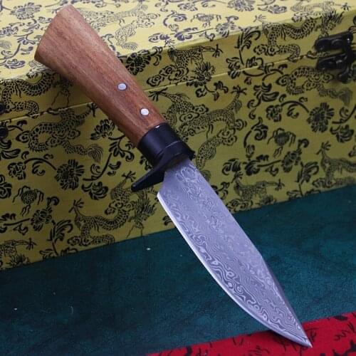 Rough handle outdoor jungle hunting straight knife high carbon steel tactical straight knife jungle rescue knife defensive knife
