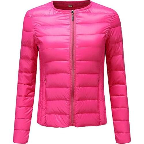 2018 Autumn Winter Women Ultra Light Down Jacket Slim Warm White Duck Down Coat Parkas Ladies Thin Short Coat Outwear Tops AB986