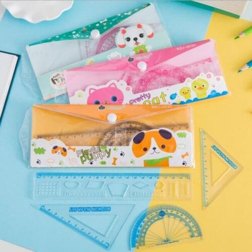 4pcs/set Plastic Students Kids Straight Ruler Maths Geometry Study Tools School Stationery Wholesale Cheap Price