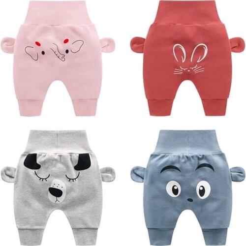 Baby Cute Pants Autumn Spring Boys Girls Newborn Cartoon Lovely Style Hight Waist Cotton Pants