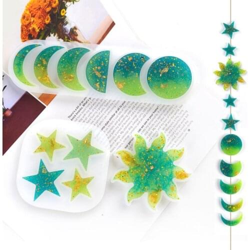 DIY Handmade Crystal Epoxy Resin Mold Star Sun Moon Resin Mold Planet Ornament Pendant ins Wind Silicone Mold For Resin