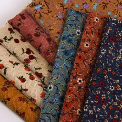 100*150cm Floral Printing Velvet Fabric Soft Corduroy Fabric For Diy Tablecloth Dress Kids Clothing Curtain Bag Sewing Crafts