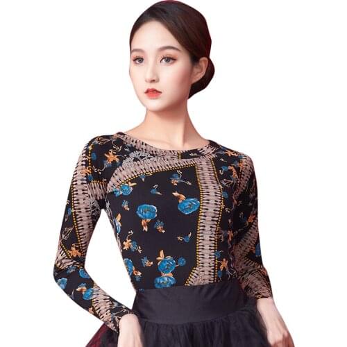 Latin Top Women Latin Dance Basic Top Lady Dancewear Sexy Latin Ballroom Samba Tango Flamengo Dancing Practice T-shirt Costumes