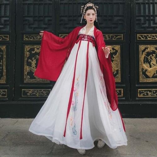 Ancient Traditional Chinese Elegant Hanfu Dress Fairy Embroidery Stage Flok Dance Costume Retro Tang Dynasty Hanfu Women 12270
