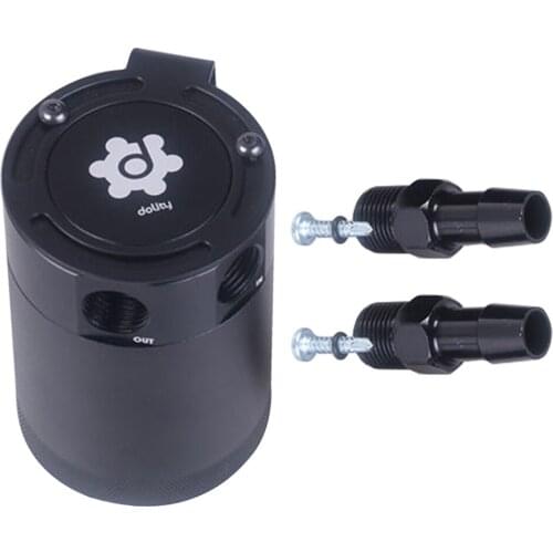Universal Oil Catch Can Compact Baffled 2-Port Plug With Fittings Aluminum Reservoir Oil Catch Tank Fuel Tank Parts