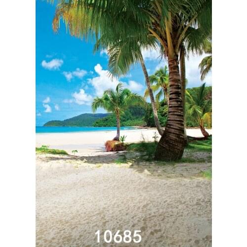 Custom Vinyl Cloth Photography Backdrops Sea Beach Palm Tree Children Wedding for Photo Studio Background for a Photo Shooting