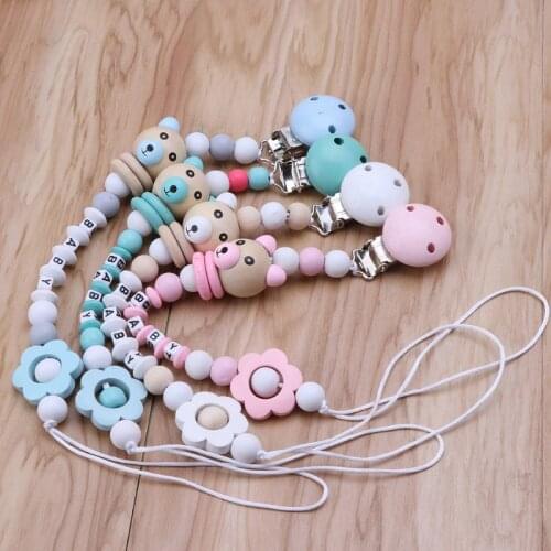 Baby Pacifier Clip Pacifier Chain Panda Shape Hand Made Cute Colourful Beads Dummy Clip Baby Soother Holder For Baby Kid J2HD