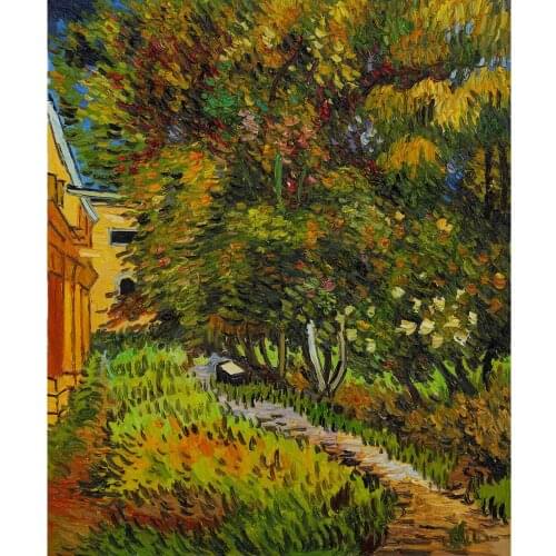 Zemalu Canvas Art Asylum and Garden Vincent Van Gogh Oil Painting Handmade modern Landscape picture wall decor bathroom Unframed