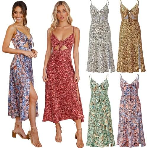 2021 Summer Bohemian Floral Maxi Dress Women Lace Sleeveless V Neck Backless Elegant Dress Party Evening Beach Dresses Female