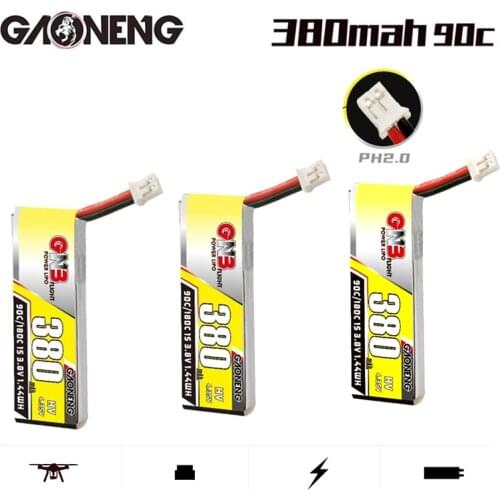 1-10PCS GNB GAONENG 1S HV LiPo Battery 3.8V 380mah 4.35V 90C/180C With PH2.0 Plug for Tinyhawk Nanohawk FPV 4 axis UAV RC Drone