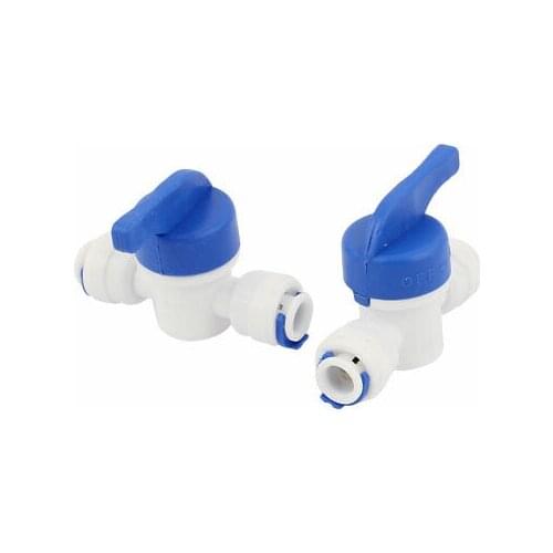 1/4" 6mm Plastic Hose Pipe Fitting Coupler Ball Valve Blue White 2Pcs