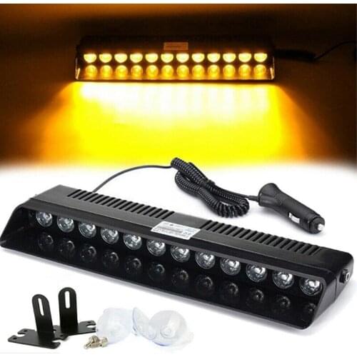 1Set 12V 12 LED Car Led Emergency Strobe Flash Warning Light 12W Police Flashing Lights Amber Car styling