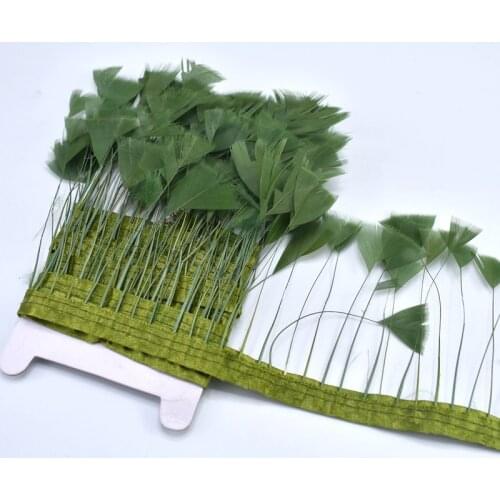 2Meter/lot Army Green Color Goose Feathers Trims Fringe for Sewing Clothes 8-10cm DIY Christmas Party Wedding Decorative Plumas