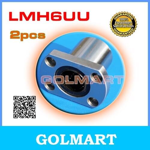 2pcs LMH6UU H oval flange Type Linear motion Bearing 6x12x19mm 6mm rail shaft Linearlager kurz Flanschlager halbrund