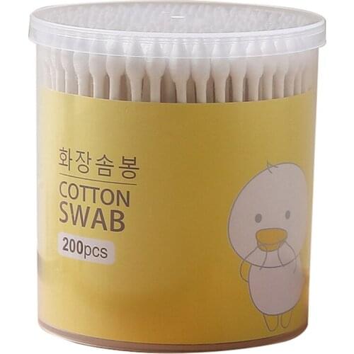 200pcs Double Head Bamboo Cotton Swab Wood Sticks Soft Cotton Buds Cleaning Of Nose And Ears Tampons Microbrush Health Care