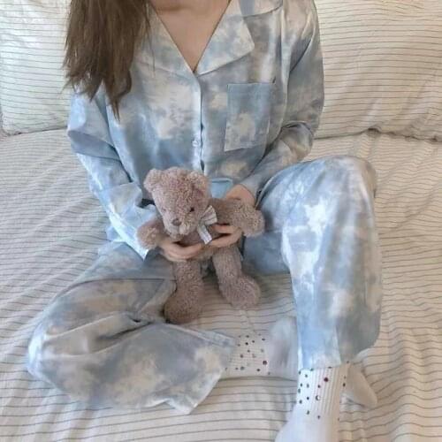 2021 Pajamas For Women Cute And Explosive Spring And Autumn Korean Long-Sleeved Cardigan Casual Pajamas Women Home Service Suit