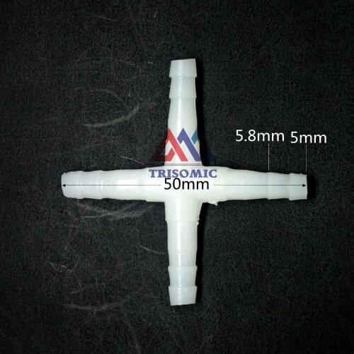 5mm Cross tpye equant Connector Equal Tube Joiner Material PE Plastic Fitting Fish Tank Airline Aquarium