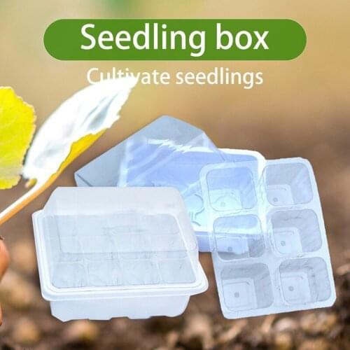 6/12 Plastic Nursery Pots Planting Seed Tray Kit Plant Germination Box With Dome and Base Garden Grow Box Bonsai-in Nursery Pots