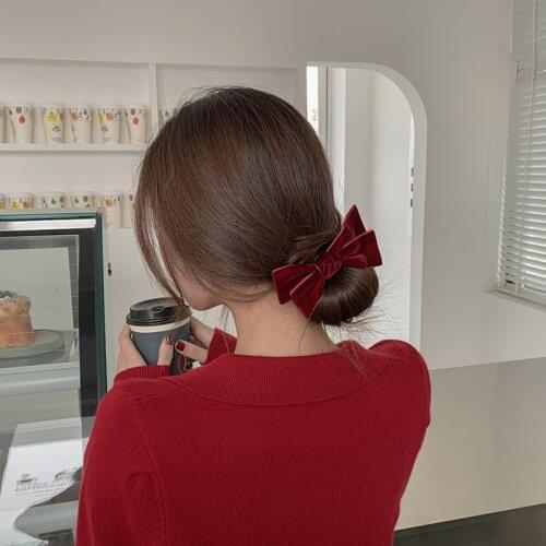Fashion Women Girls Velvet Bow Fluffy Bud Hair Accessories Korean Style Easy-use Elegant Lady Ponytail Holder Headwear Headband