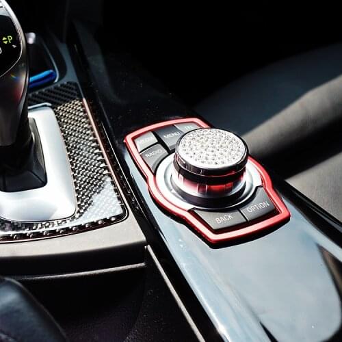 DWCX Car Red Interior Multimedia Button Cover Molding Trim Fit For BMW 1 3 4 5 7 Series X1 X3 X4 X5 X6 E70 E84 F10 F25 F34 F31