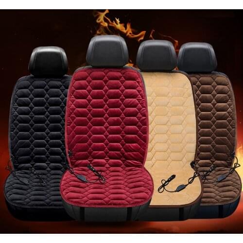 Heating Car Seat Cushion 12V Heated Auto Seat Cover Plush Heater Winter Warmer Control Temperature Electric Heating Seat Pad