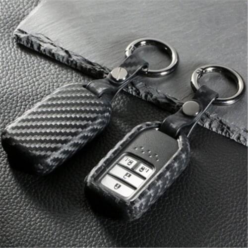 Peacekey Carbon fiber silicone rubber car remote key fob cover case for Honda 2016 2017 CRV Pilot Accord Civic Fit Freed keyless
