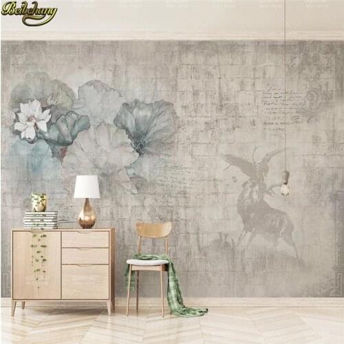 Beibehang Custom Photo Wallpaper Mural Fashion Retro Nordic Elk Lotus Brick Wall Eagle TV Background Wall papel de parede infant