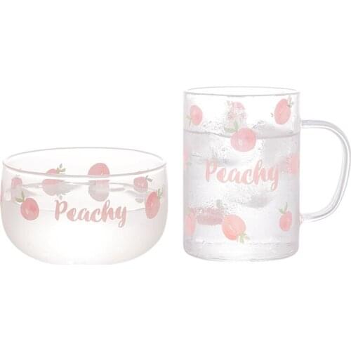 Pink Fruit Glass Cup Simple Big Glass Coffee Mug Home Beer Cute Alphabet Glass Cup Bowl Set Wine Glasses Strawberry Glass