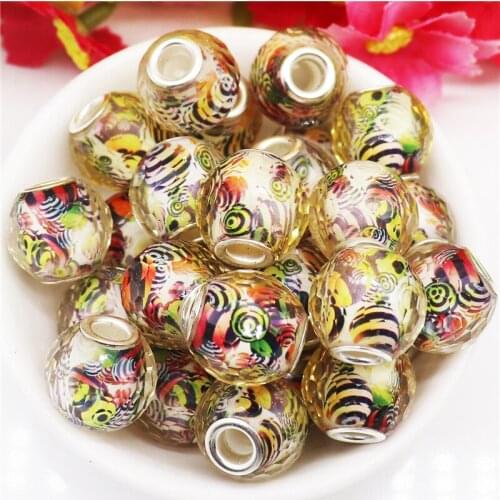 10Pcs 18mm Round Rondelle Acrylic Spacer Beads 5mm Large Hole Fit Pandora Bracelet Bangle Necklace Women DIY Jewelry Hair Beads