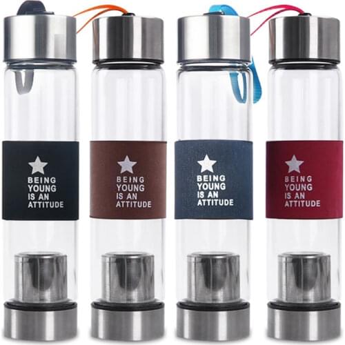 450ml Water Bottle with Tea Strainer Carry Loop Outdoor Travel Sport Drink Protein Shaker Portable Large Capacity Drinkware