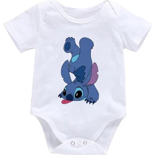 Baby Girl Rompers Lilo & Stitch Newborn Baby Clothes For 0-2Y Girls Boys Short Sleeve Jumpsuit Kid Baby Outfits Clothes Dropship