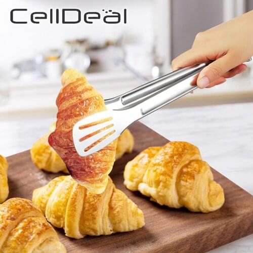 Food Tongs Pizza Barbecue Clamp Stainless Steel Smooth Handle Fried Egg Clip Buffet Pastry Cooking Tool BBQ Kitchen Utensils