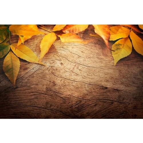 Wooden Board Yellow Leaves Photography Backdrop Customized Background for Baby Children Portrait Pets Toy Photocall Fond Photo