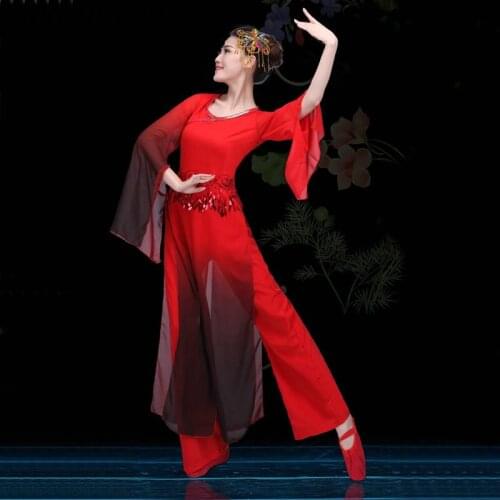 Chinese Folk Dance Water Sleeves Costumes Gradient Ink Hanfu Drum Fan Dance Clothing Yangko Dance Costume 3XL 4XL FF011 YQ
