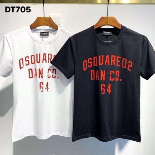 Dsquared2 Classic Men/Women Street Hip-Hop Round Neck Short-Sleeved T-Shirt Cotton Locomotive Letter Printing Casual Tee DT705