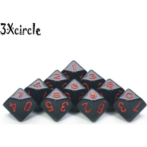 D10 Dice Polyhedral Role Playing Gaming Dices for Tabletop RPGs 10PCS