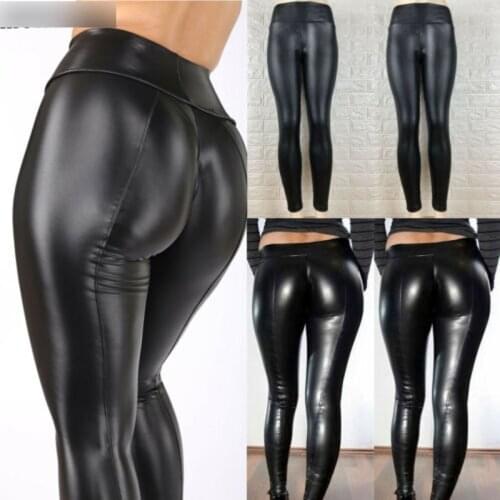 Kayotuas Women Leggings Black Faux Leather Motor PU High Waist Clubwear Slim Fit Push Up Long Ladies Sex Skinny Hot Trouser