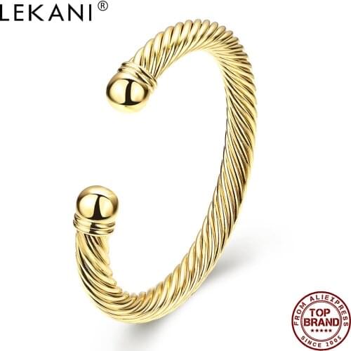 LEKANI Bracelet Bangle For Women European And American Simple And Popular Open Gold Bangle Personality Fashion Jewelry Bracelet