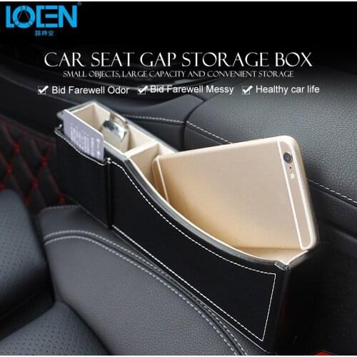LOEN Car Organizer Storage Box Seat Gap PU Leather Case Pocket Car Seat Side Slit Wallet Phone Coins Cigarette Keys Cards Cup