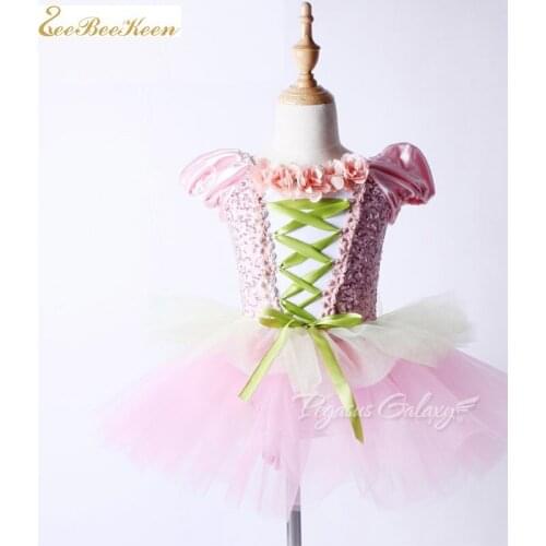 Kid Pink Dress Sequin Tutu Ballet Leotard Dance Dress For Girls Ballet Dress Children Classical Dancewear Spanish Dance Costume