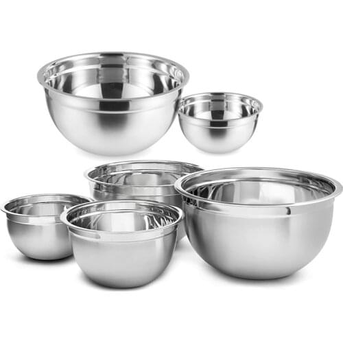 Set of 6) Stainless Steel Mixing Bowls Non-Slip Nesting Whisking Salad Bowls Set Mixing Bowls For Cooking Baking Storage