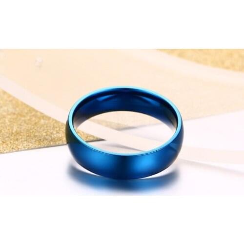 New Arrive Simple Unisex Jewelry Hypoallergenic Titanium Steel Ring Blue Light Body Rings for Man Jewelry