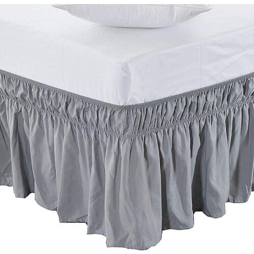 Solid Stretch Bed Skirt Pleated Bedspread Bedding Article Hotel Bedroom Bed Decoration