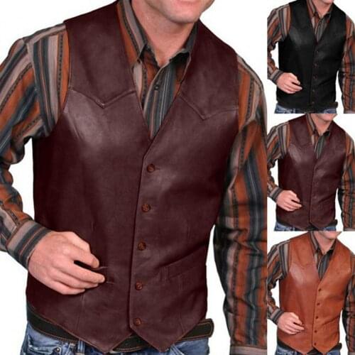 Solid Color Men Waistcoat Great Stitching Medieval Sleeveless Men Waistcoat Hard-wearing V Neck Men Vest жилетка мужская