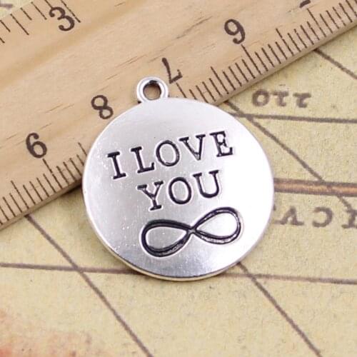 12pcs Charms I Love You Forever Infinite 28x24mm Tibetan Silver Pendants Crafts Making Findings Handmade Antique DIY Jewelry