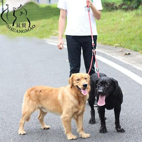 SHUANGMAO Walk for 2 Two Dogs Leash Nylon No Tangle Double Pet Leash dog & cat Running or Training Collar Harness Rope Products
