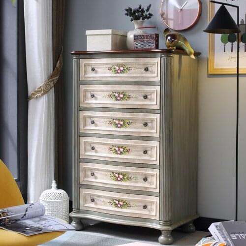 Bucket locker bedroom six bucket living room cabinet retro chest drawer storage cabinet American solid wood painting