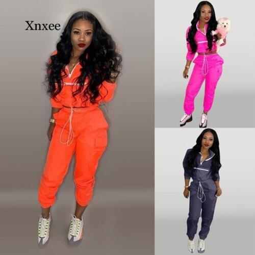 New Lace Up Women Zip Up Neck Long Sleeve Short Long Pants Suits Two Pieces Set Sporting Tracksuit Trousers Outfit Clothing